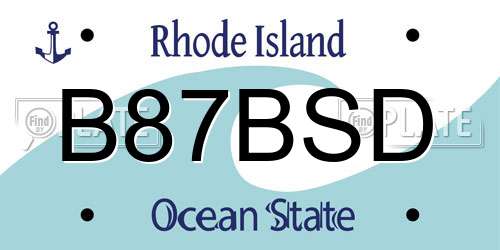 B87BSD Rhode Island License Plate