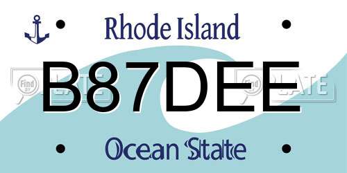 B87DEE Rhode Island License Plate
