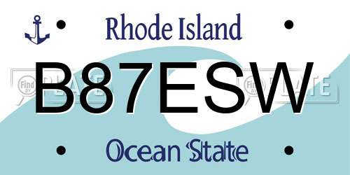 B87ESW Rhode Island License Plate