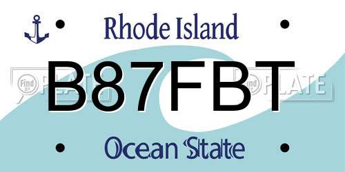 B87FBT Rhode Island License Plate