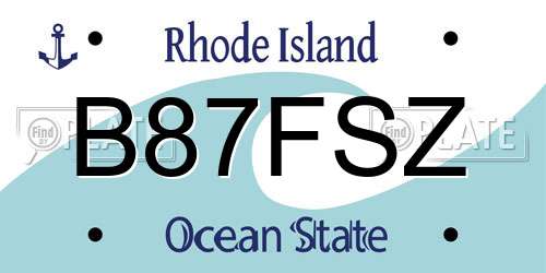 B87FSZ Rhode Island License Plate