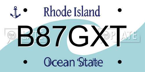 B87GXT Rhode Island License Plate