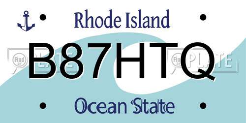 B87HTQ Rhode Island License Plate