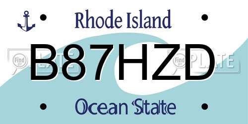 B87HZD Rhode Island License Plate