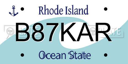 B87KAR Rhode Island License Plate