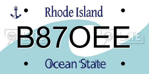 B87OEE Rhode Island License Plate