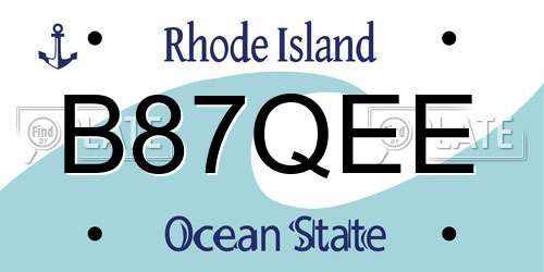 B87QEE Rhode Island License Plate