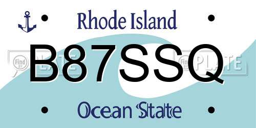 B87SSQ Rhode Island License Plate