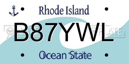 B87YWL Rhode Island License Plate