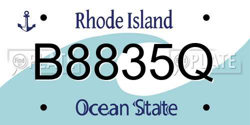 B8835Q Rhode Island License Plate