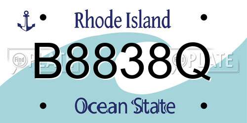 B8838Q Rhode Island License Plate