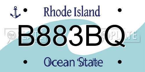 B883BQ Rhode Island License Plate