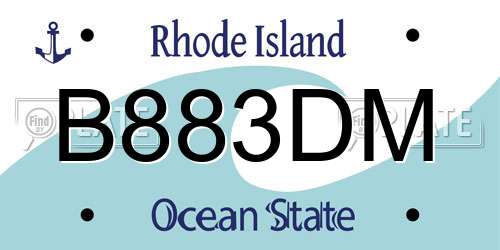 B883DM Rhode Island License Plate