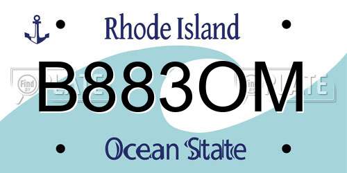 B883OM Rhode Island License Plate