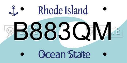 B883QM Rhode Island License Plate