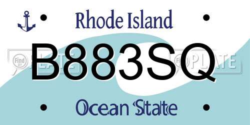 B883SQ Rhode Island License Plate