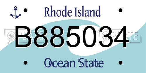 B885034 Rhode Island License Plate