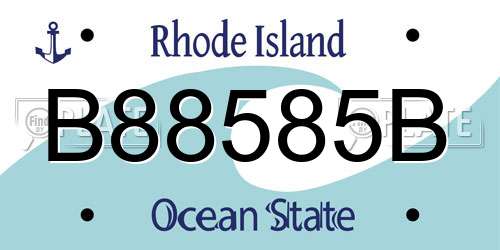B88585B Rhode Island License Plate