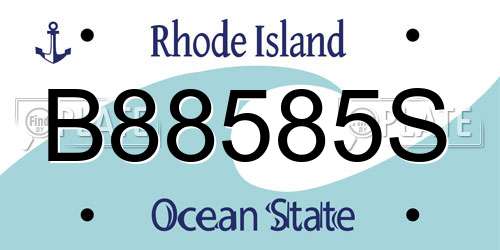 B88585S Rhode Island License Plate