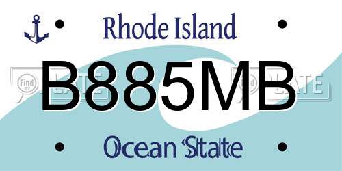 B885MB Rhode Island License Plate