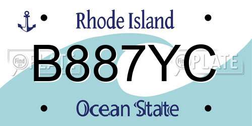B887YC Rhode Island License Plate