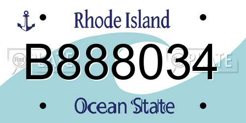 B888034 Rhode Island License Plate