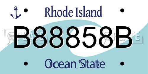 B88858B Rhode Island License Plate