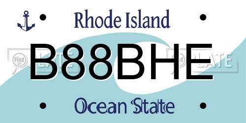 B88BHE Rhode Island License Plate