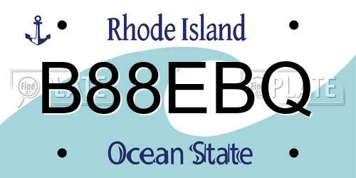 B88EBQ Rhode Island License Plate