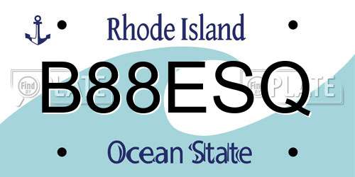 B88ESQ Rhode Island License Plate