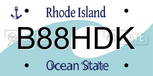 B88HDK Rhode Island License Plate