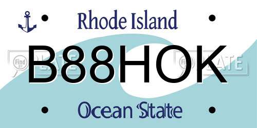 B88HOK Rhode Island License Plate