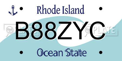 B88ZYC Rhode Island License Plate