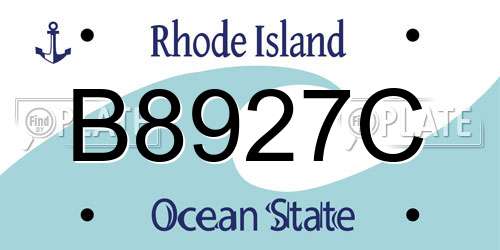 B8927C Rhode Island License Plate