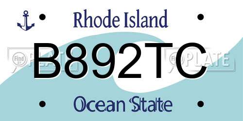 B892TC Rhode Island License Plate