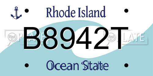 B8942T Rhode Island License Plate
