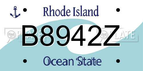 B8942Z Rhode Island License Plate