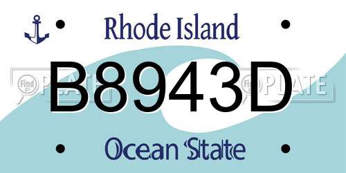 B8943D Rhode Island License Plate