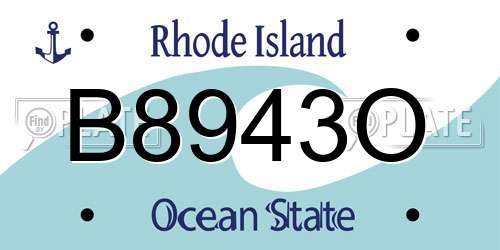B8943O Rhode Island License Plate
