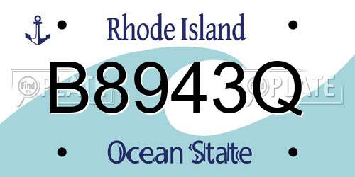 B8943Q Rhode Island License Plate