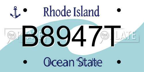 B8947T Rhode Island License Plate