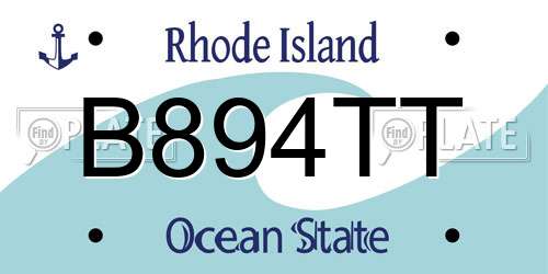 B894TT Rhode Island License Plate