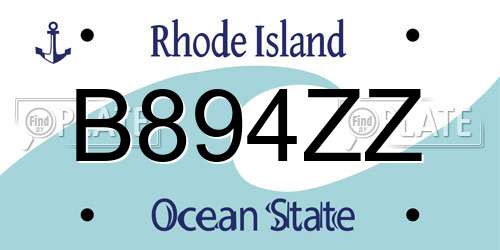 B894ZZ Rhode Island License Plate