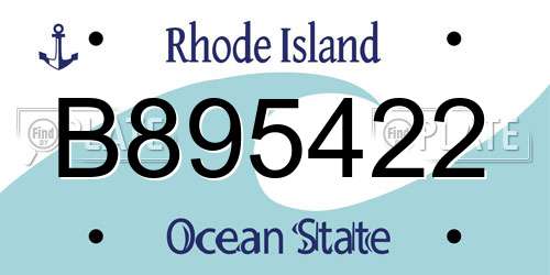 B895422 Rhode Island License Plate