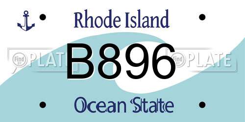 B896 Rhode Island License Plate