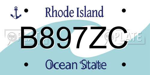 B897ZC Rhode Island License Plate