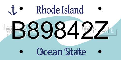 B89842Z Rhode Island License Plate