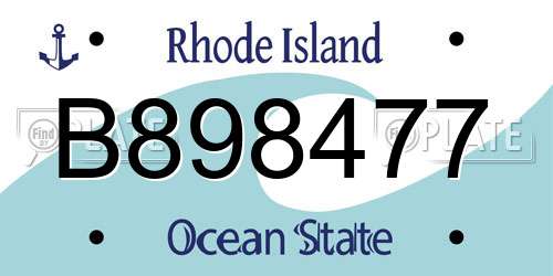 B898477 Rhode Island License Plate
