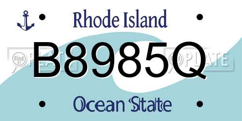B8985Q Rhode Island License Plate