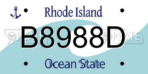 B8988D Rhode Island License Plate
